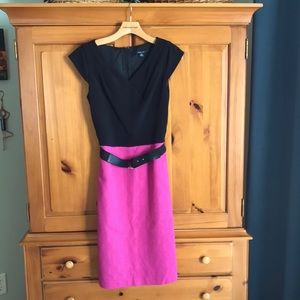 Vintage Chadwicks two-tone dress, black/fuschia, size 12.